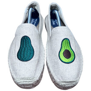 SOLUDOS by Jason Polan Women 9.5 Avacodo Embroidered Espadrilles Beige Flats